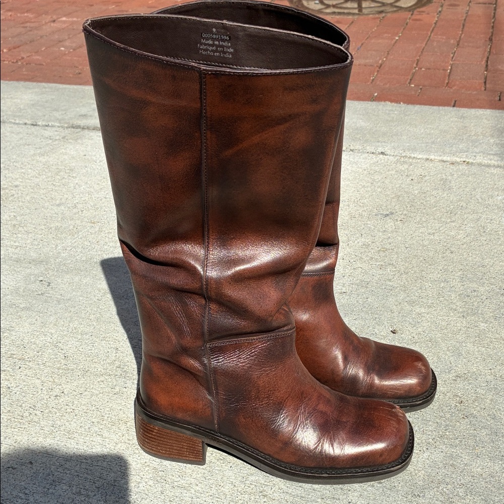 Free People Distressed Brown Heeled Boots